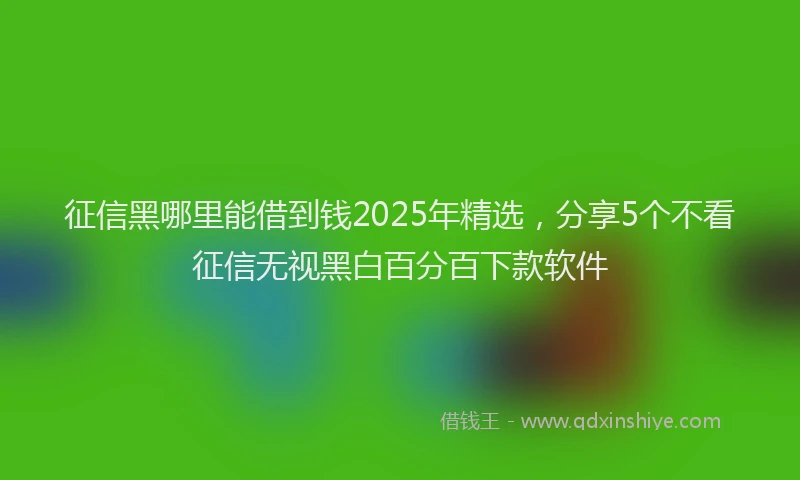 征信黑哪里能借到钱2025年精选，分享5个不看征信无视黑白百分百下款软件
