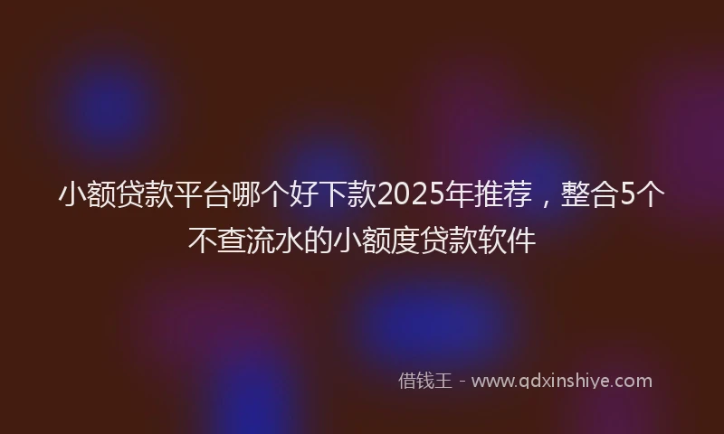 小额贷款平台哪个好下款2025年推荐，整合5个不查流水的小额度贷款软件