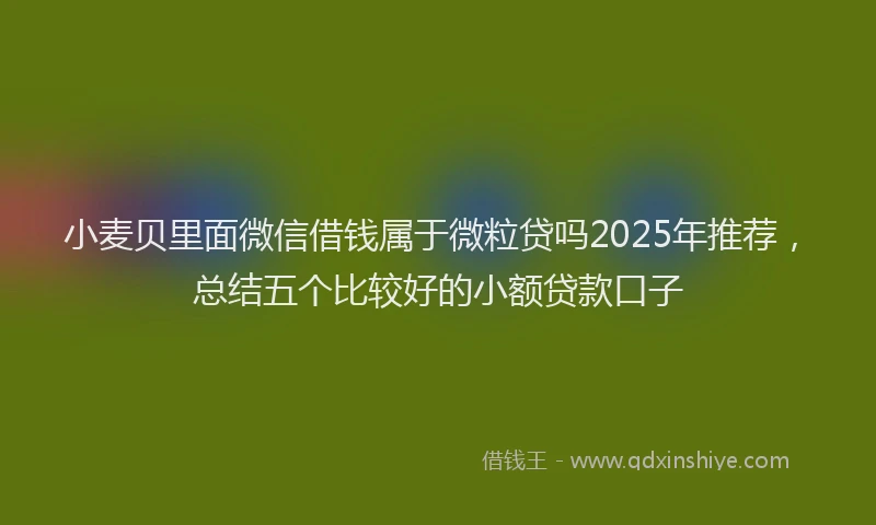 小麦贝里面微信借钱属于微粒贷吗2025年推荐，总结五个比较好的小额贷款口子