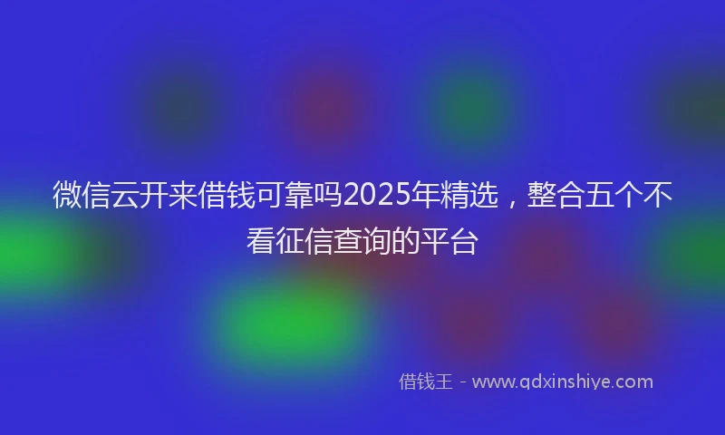 微信云开来借钱可靠吗2025年精选，整合五个不看征信查询的平台