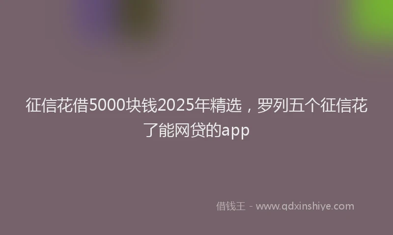 征信花借5000块钱2025年精选，罗列五个征信花了能网贷的app