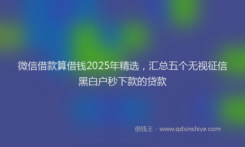 微信借款算借钱2025年精选，汇总五个无视征信黑白户秒下款的贷款