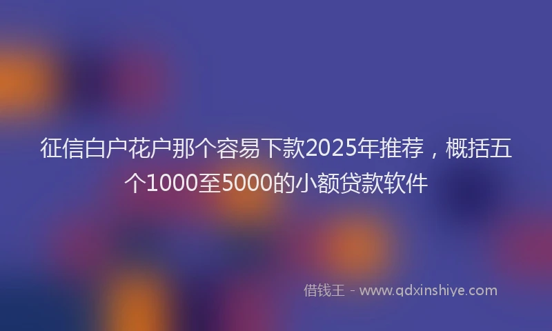 征信白户花户那个容易下款2025年推荐，概括五个1000至5000的小额贷款软件