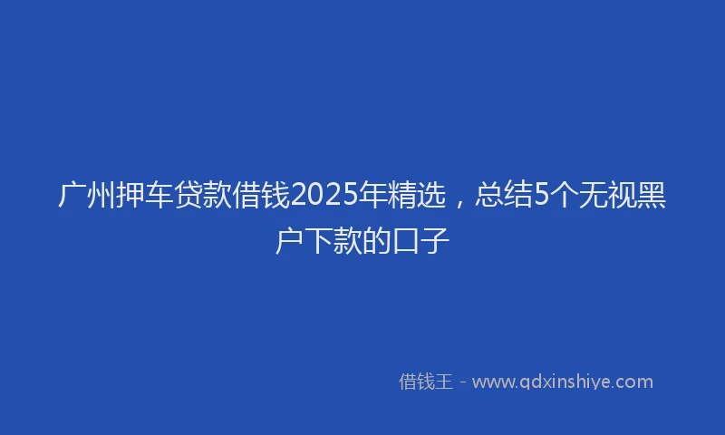 广州押车贷款借钱2025年精选，总结5个无视黑户下款的口子
