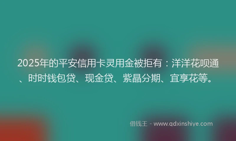 2025年的平安信用卡灵用金被拒有：洋洋花呗通、时时钱包贷、现金贷、紫晶分期、宜享花等。