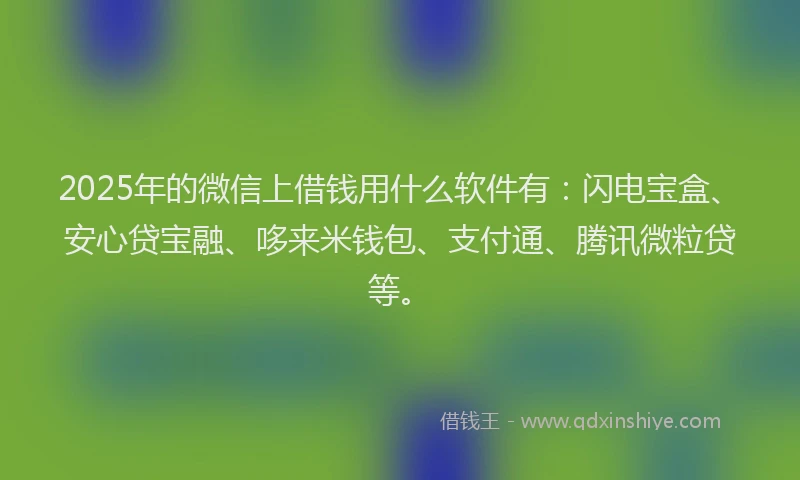 2025年的微信上借钱用什么软件有：闪电宝盒、安心贷宝融、哆来米钱包、支付通、腾讯微粒贷等。