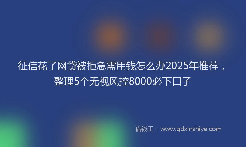 征信花了网贷被拒急需用钱怎么办2025年推荐，整理5个无视风控8000必下口子