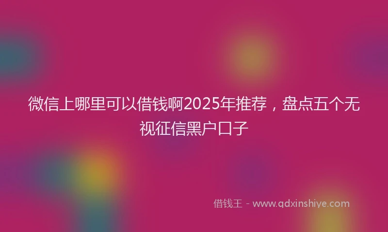 微信上哪里可以借钱啊2025年推荐，盘点五个无视征信黑户口子