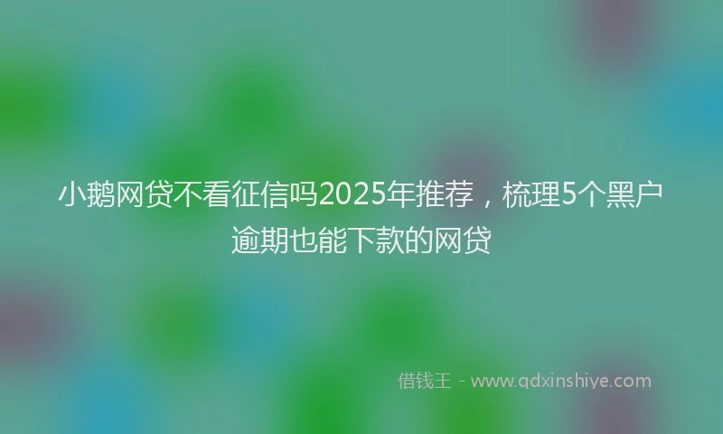 小鹅网贷不看征信吗2025年推荐，梳理5个黑户逾期也能下款的网贷