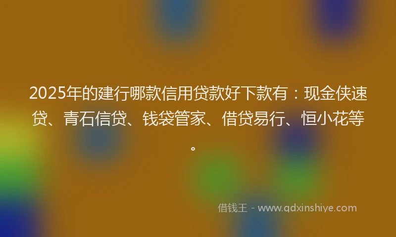 2025年的建行哪款信用贷款好下款有：现金侠速贷、青石信贷、钱袋管家、借贷易行、恒小花等。