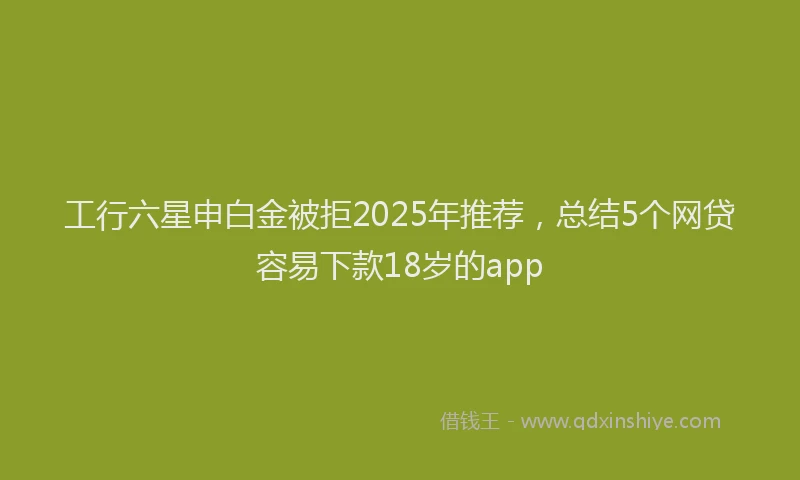 工行六星申白金被拒2025年推荐，总结5个网贷容易下款18岁的app
