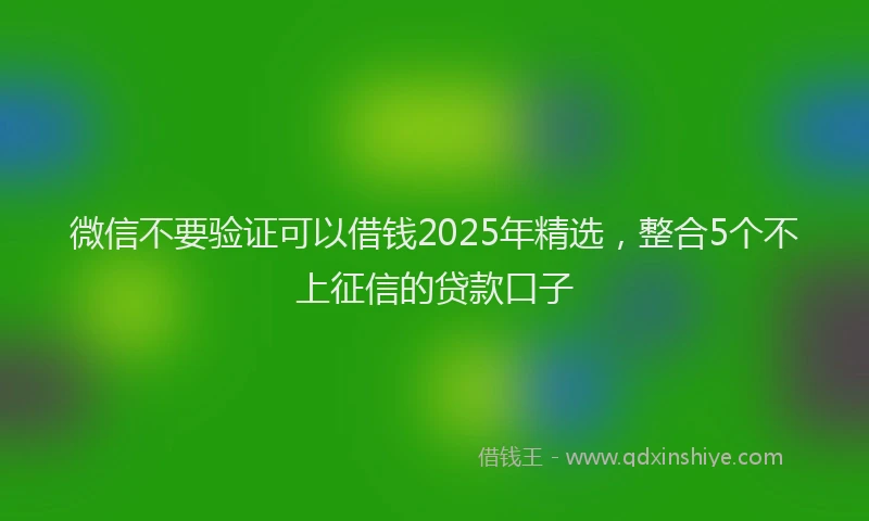 微信不要验证可以借钱2025年精选，整合5个不上征信的贷款口子