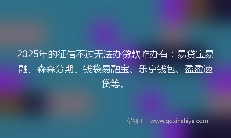 2025年的征信不过无法办贷款咋办有：易贷宝易融、森森分期、钱袋易融宝、乐享钱包、盈盈速贷等。