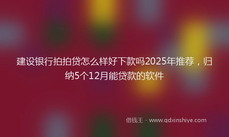 建设银行拍拍贷怎么样好下款吗2025年推荐，归纳5个12月能贷款的软件