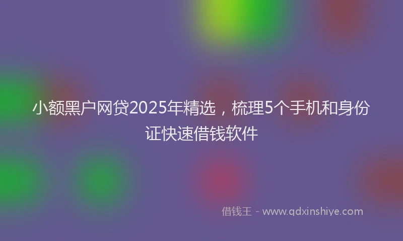 小额黑户网贷2025年精选，梳理5个手机和身份证快速借钱软件