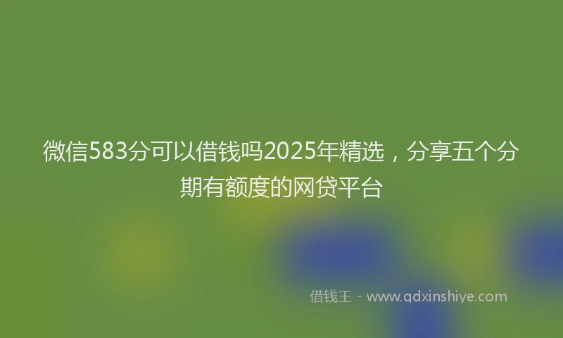 微信583分可以借钱吗2025年精选，分享五个分期有额度的网贷平台