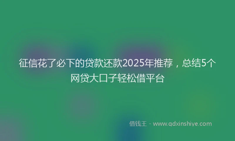 征信花了必下的贷款还款2025年推荐，总结5个网贷大口子轻松借平台