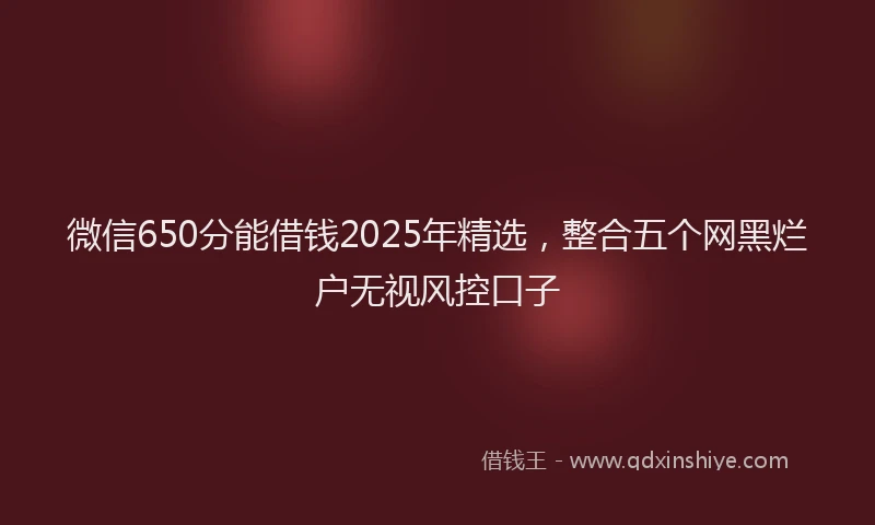 微信650分能借钱2025年精选，整合五个网黑烂户无视风控口子