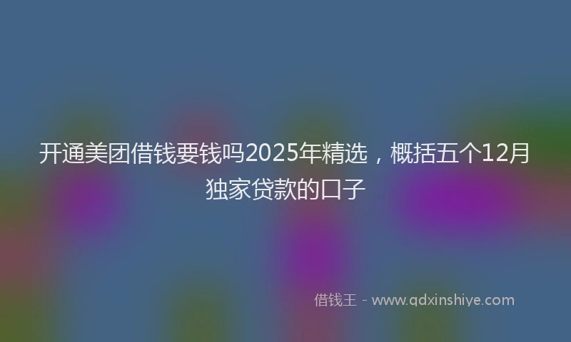开通美团借钱要钱吗2025年精选，概括五个12月独家贷款的口子