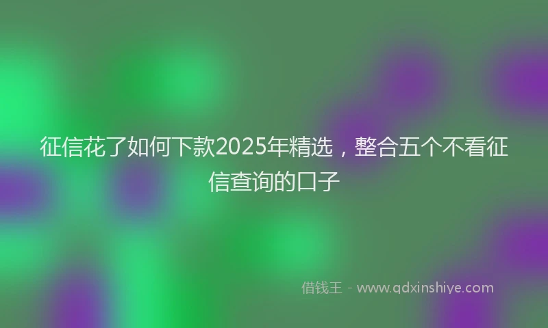征信花了如何下款2025年精选，整合五个不看征信查询的口子