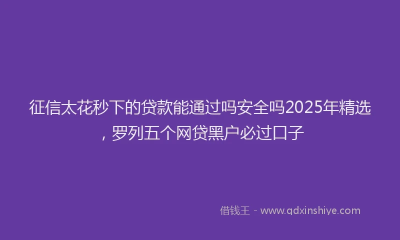 征信太花秒下的贷款能通过吗安全吗2025年精选，罗列五个网贷黑户必过口子
