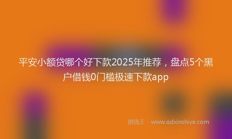平安小额贷哪个好下款2025年推荐，盘点5个黑户借钱0门槛极速下款app