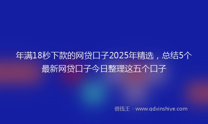 年满18秒下款的网贷口子2025年精选，总结5个最新网贷口子今日整理这五个口子