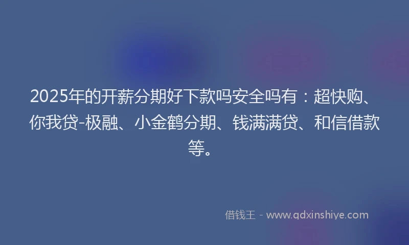 2025年的开薪分期好下款吗安全吗有：超快购、你我贷-极融、小金鹤分期、钱满满贷、和信借款等。