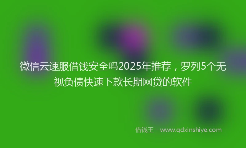 微信云速服借钱安全吗2025年推荐，罗列5个无视负债快速下款长期网贷的软件