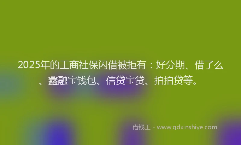 2025年的工商社保闪借被拒有：好分期、借了么、鑫融宝钱包、信贷宝贷、拍拍贷等。