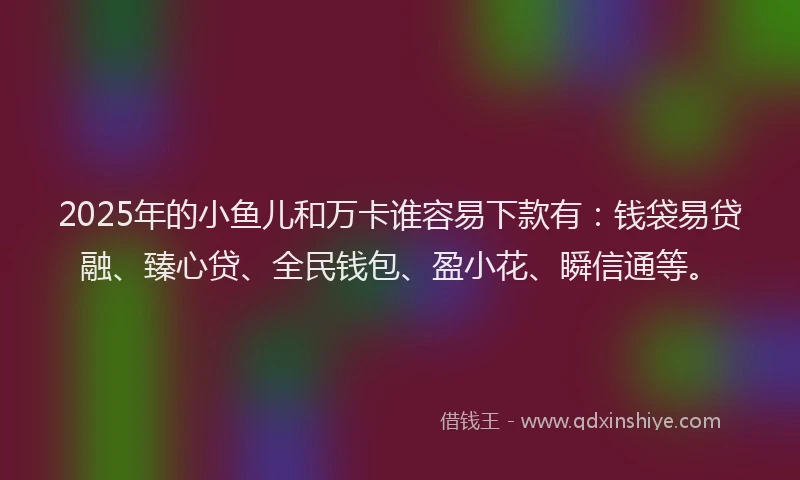 2025年的小鱼儿和万卡谁容易下款有：钱袋易贷融、臻心贷、全民钱包、盈小花、瞬信通等。