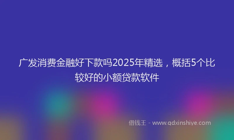 广发消费金融好下款吗2025年精选，概括5个比较好的小额贷款软件