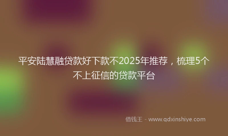平安陆慧融贷款好下款不2025年推荐，梳理5个不上征信的贷款平台
