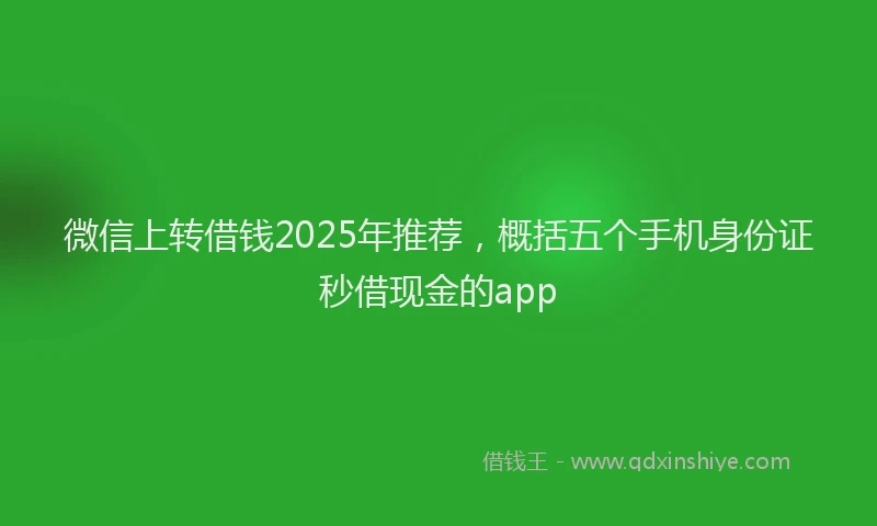微信上转借钱2025年推荐，概括五个手机身份证秒借现金的app