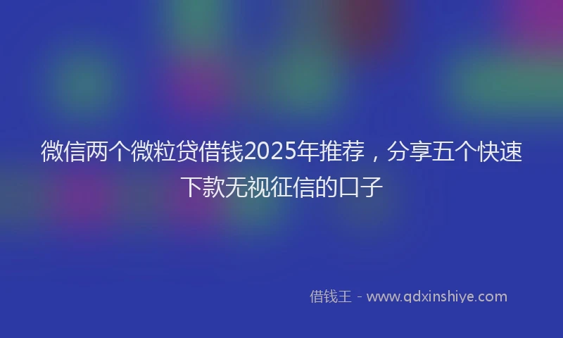 微信两个微粒贷借钱2025年推荐，分享五个快速下款无视征信的口子