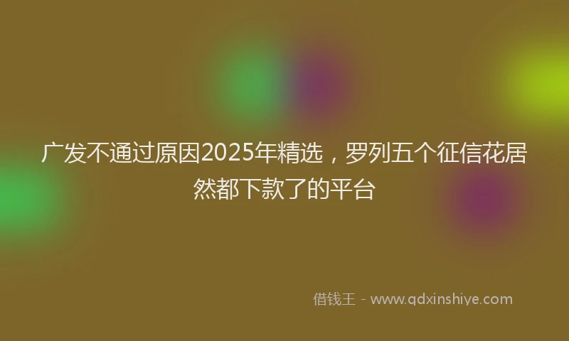 广发不通过原因2025年精选，罗列五个征信花居然都下款了的平台