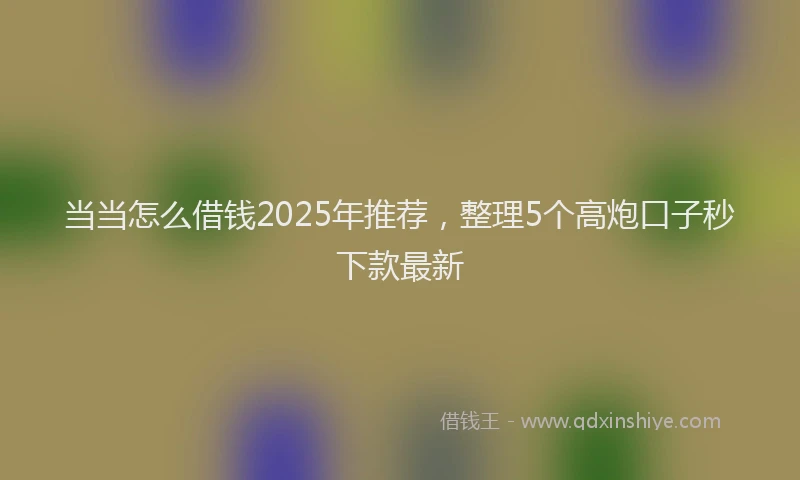 当当怎么借钱2025年推荐，整理5个高炮口子秒下款最新