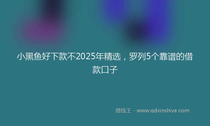 小黑鱼好下款不2025年精选，罗列5个靠谱的借款口子