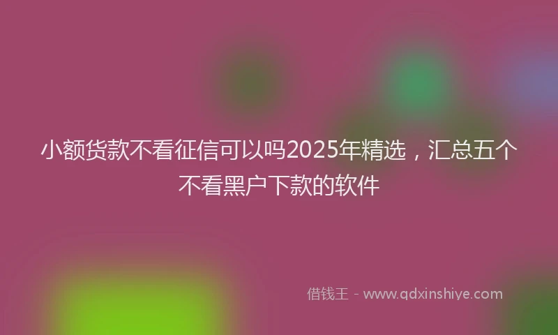 小额货款不看征信可以吗2025年精选，汇总五个不看黑户下款的软件