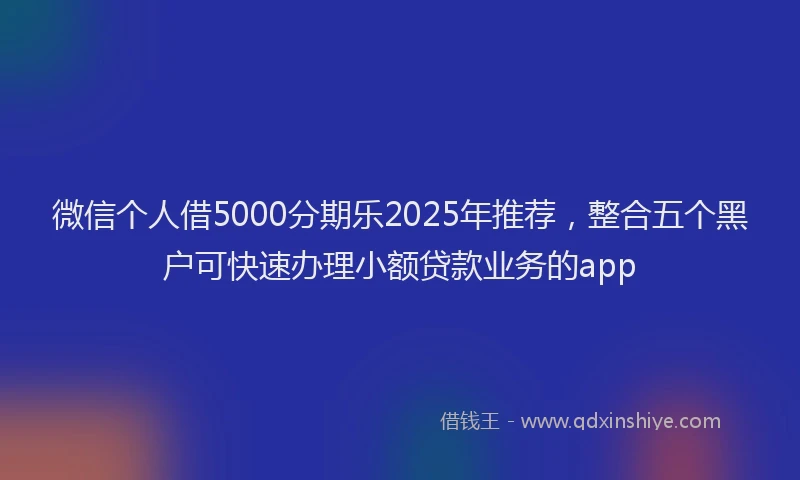 微信个人借5000分期乐2025年推荐，整合五个黑户可快速办理小额贷款业务的app