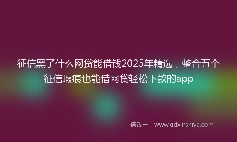 征信黑了什么网贷能借钱2025年精选，整合五个征信瑕疵也能借网贷轻松下款的app
