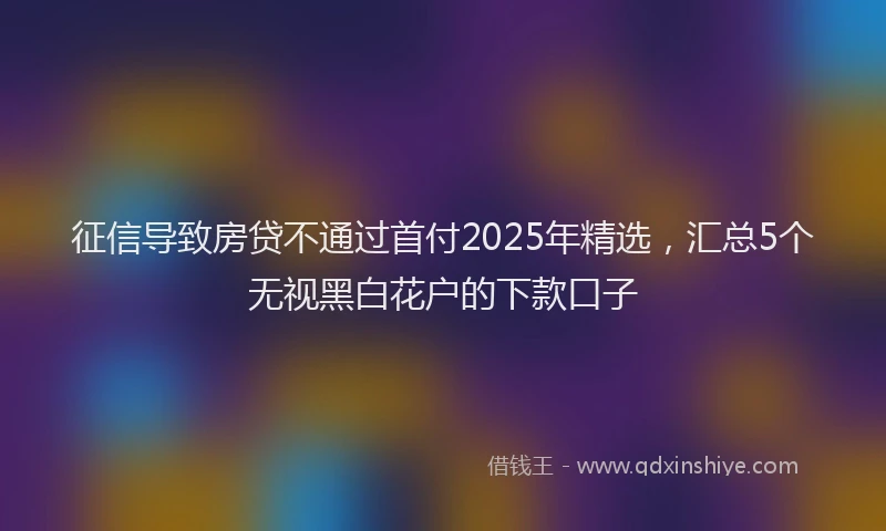 征信导致房贷不通过首付2025年精选，汇总5个无视黑白花户的下款口子