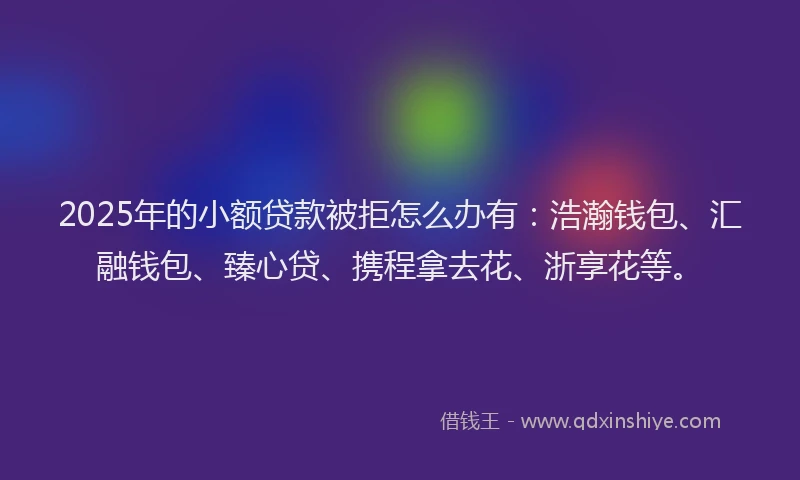 2025年的小额贷款被拒怎么办有：浩瀚钱包、汇融钱包、臻心贷、携程拿去花、浙享花等。