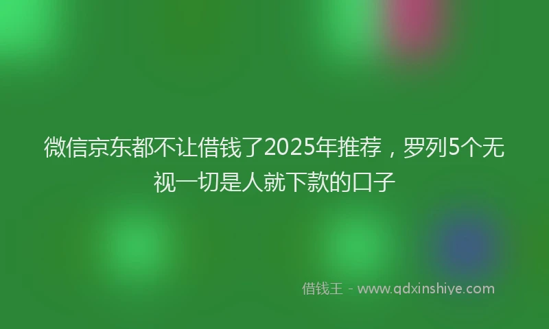 微信京东都不让借钱了2025年推荐，罗列5个无视一切是人就下款的口子