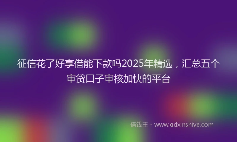 征信花了好享借能下款吗2025年精选，汇总五个审贷口子审核加快的平台