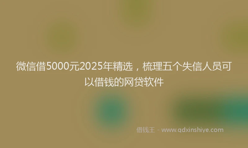 微信借5000元2025年精选，梳理五个失信人员可以借钱的网贷软件