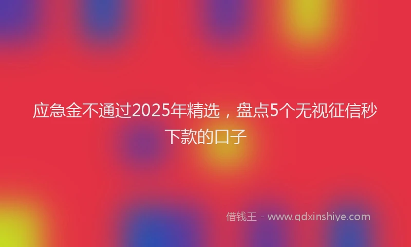 应急金不通过2025年精选，盘点5个无视征信秒下款的口子