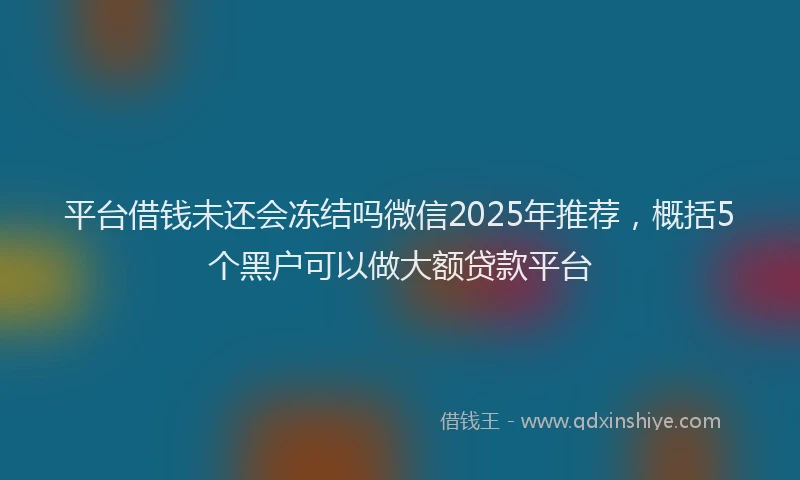 平台借钱未还会冻结吗微信2025年推荐，概括5个黑户可以做大额贷款平台