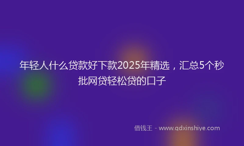 年轻人什么贷款好下款2025年精选，汇总5个秒批网贷轻松贷的口子