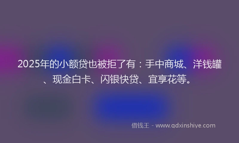 2025年的小额贷也被拒了有：手中商城、洋钱罐、现金白卡、闪银快贷、宜享花等。